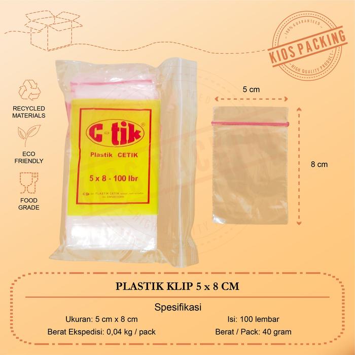 Gambar PLASTIK KLIP 8x5 Ziplock Zipper Uk 8 x 5 cm @100lembar - KLIP 8 X 5 dari KIOS PACKING undefined Tokopedia