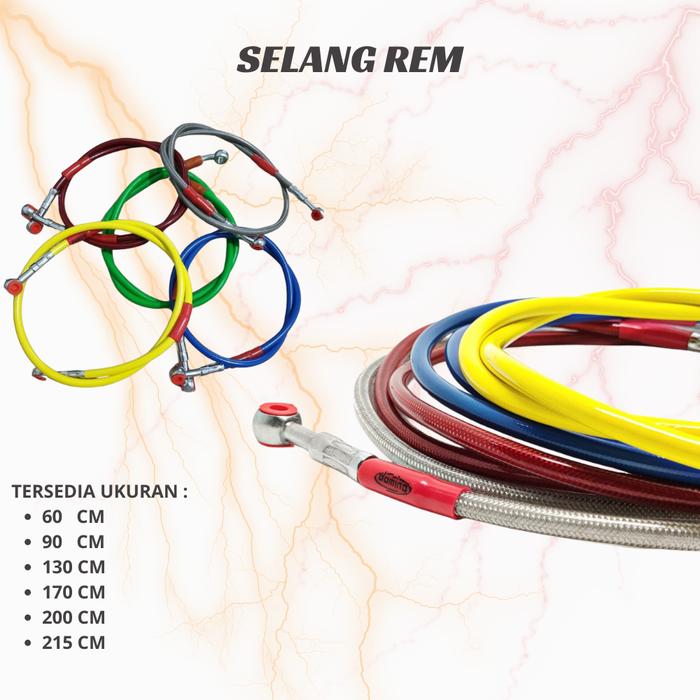 Gambar SELANG REM Depan Belakang Panjang 60cm 90cm 130cm 170cm 215cm Universal Semua motor Nmax Aerox Pcx Lexi Depan Ke Belakang Motorcycle Trail kabel  rem  belakang  panjang selang  rem  depan  vario  125  new - merah, 60 cm dari Sukses Acc Motor Shop undefined Tokopedia