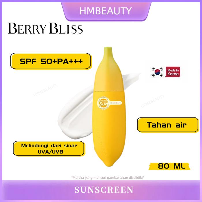 Gambar BERRYBLISS Sunscreen SPF 50+PA+++ Pisang Sunscreen Wajah UVA/UVB Protection Cream Mencerahkan  sunblok Korea 80ML BPOM dari Hemestoreid undefined Tokopedia