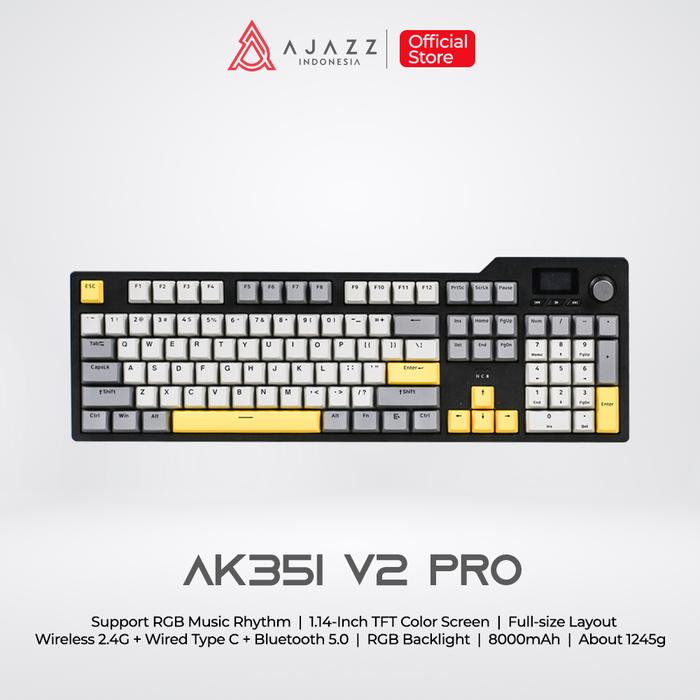 Gambar Ajazz AK35i V2 PRO Full-size Mechanical Keyboard 3-Mode RGB w/ TFT LED - STARRY NIGHT, MOON SWITCH dari Ajazz Indonesia undefined Tokopedia