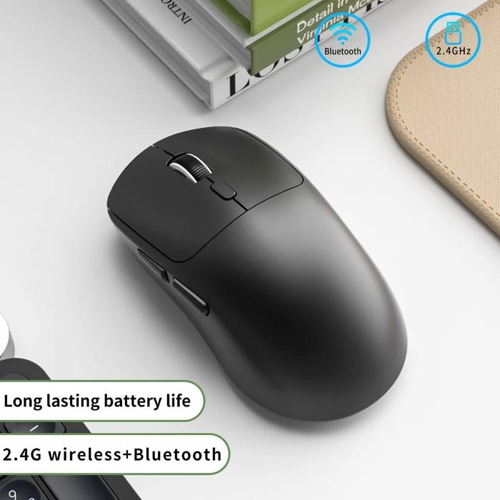 Gambar M-348 - Mouse Bluetooth & Wireless Rechargerable Silent Click BT 5.4 / 2.4G USB Dongle Receiver Cas Ulang Baterai Type C - BLACK dari AQUATECH INDONESIA_NEW undefined Tokopedia