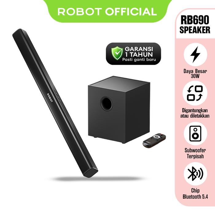 Gambar ROBOT RB690 Soundbar Speaker Subwoofer Home Theater 30W Bluetooth 5.4 - TV Soundbar Speaker Original - Bergaransi Resmi 1 Tahun - Bisa COD dari Robot Official Surabaya undefined Tokopedia
