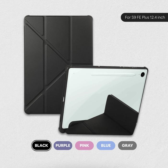 Gambar TRIPLEDI Case Acrylic Fold Y For Samsung Galaxy Tab S9 FE+ Plus 12.4 inch 2023 TD0305 Smart Folio Casing PU Leather Foldable Magnetic Soft TPU Flip Cover Akrilik Shockproof SM-X610 SM-X616B - Hitam dari TRIPLEDI undefined Tokopedia