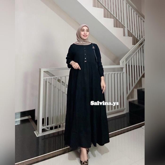 Gambar READY STOK SALVINA GAMIS SUSUN STANDART DAN JUMBO - Hitam, Std (ld 100) dari Rugaya Collection surabaya undefined Tokopedia