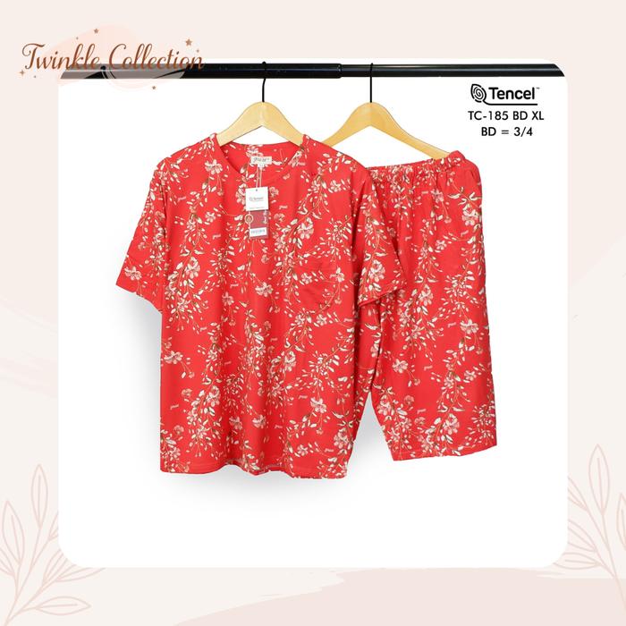 Gambar GREET NIGHT WEAR Set Piyama Wanita Tencel Modal Celana 3/4 Ukuran Jumbo Size XL (BD) - TC-185 BD XL dari Twinklecollection undefined Tokopedia