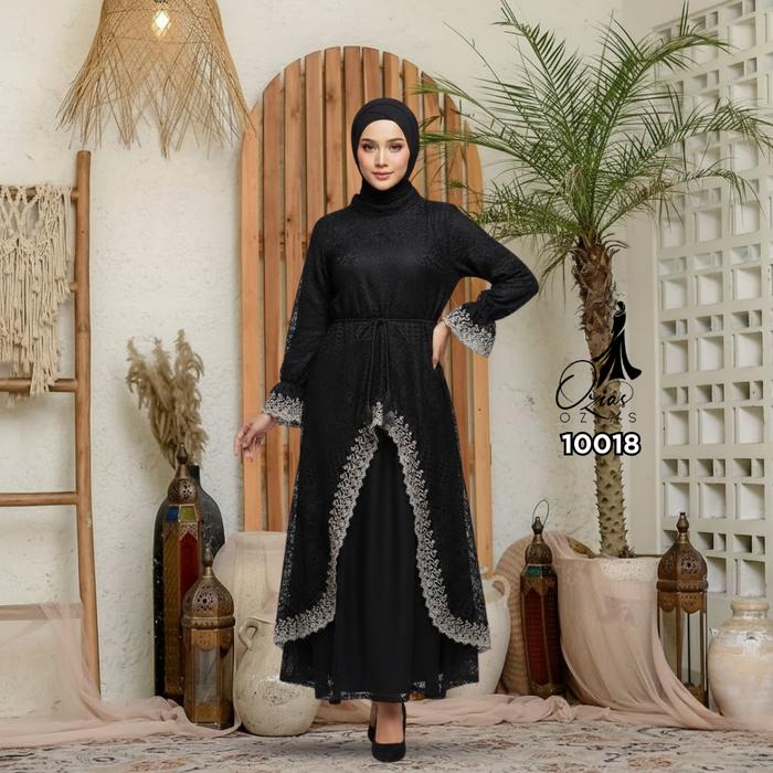 Gambar GAMIS OZIAS BROKAT RENDA 10018 LD 105 120 140 I Gamis Kondangan Wanita I Gamis Fashion Lebaran I Gamis Bini Orang - Hitam, LD 105 dari Ozias.id Kota Administrasi Jakarta Barat Tokopedia