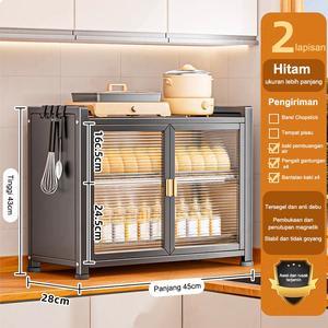 Gambar Rak Lemari Piring Rak Kabinet Dapur Rak Lemari Dapur Rak CuciStartPiring Stainless Dish Rack Rak Penyimpanan Dapur Dengan Pintu Rak piring tiga lapis lemari penyimpanan piring rak piring stainless steel dengan lemari panci pembuangan rak Putih kaca - 45_28_43cm&Hitam dari MAMAMI MALL undefined Tokopedia