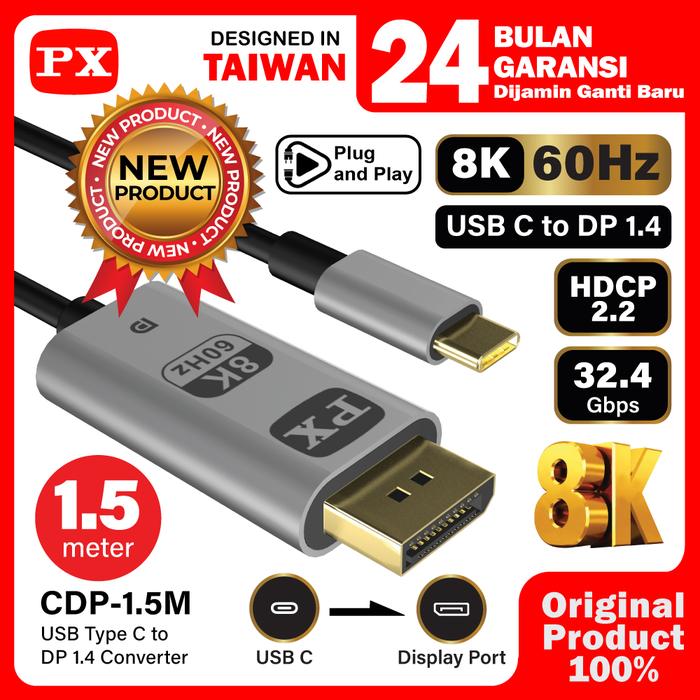 Gambar Kabel USB Type C 3.1 Converter to DP Display Port 1.4 8K PX CDP-1.5M dari PX Official Store undefined Tokopedia