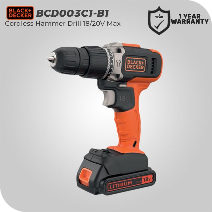 20v 18v Hammer Drill Black+Decker Cordless Hammer Drill Bor Tembok