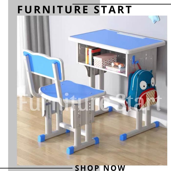 Gambar PREMIUM meja sekolah meja belajar 1 set dapat meja dan kursi Furniture - Biru dari Hussein Mamba Double undefined Tokopedia