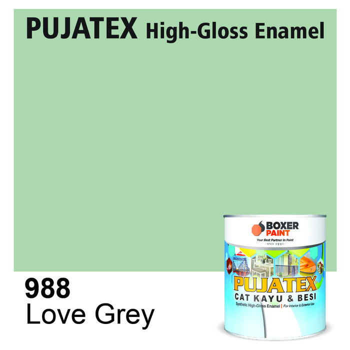 Gambar (5 LT) Cat Kayu & Besi Premium PUJATEX Synthetic High-Gloss Enamel - 988 Love Grey dari Boxer Paint Official Store undefined Tokopedia