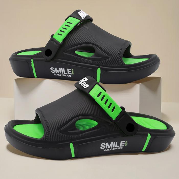 Gambar Sandal pria terbaru tahun 2025 keren, sandal pria karet, sandal pria nyaman karet, sandal pria murah - IDS836-Hitam+Hijau, 44-45 dari KUMADA undefined Tokopedia