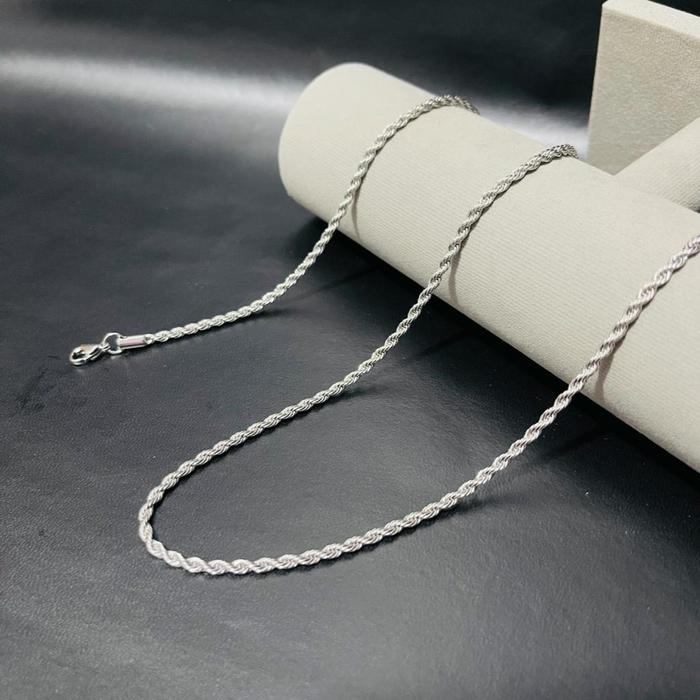 Gambar KALUNG TITANIUM PRIA WANITA MODEL PADI SILVER/EMAS/HITAM Stainless Elegan - SILVER, 45 CM dari F&F ACC undefined Tokopedia