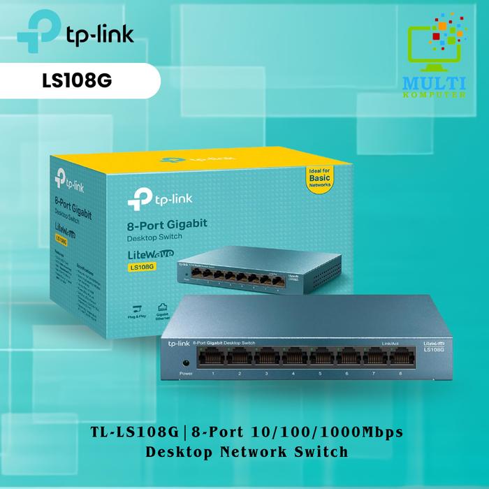 Gambar TP-Link LS108G 8-Port 10/100/1000Mbps Desktop Switch - metal dari Multi Komputer undefined Tokopedia