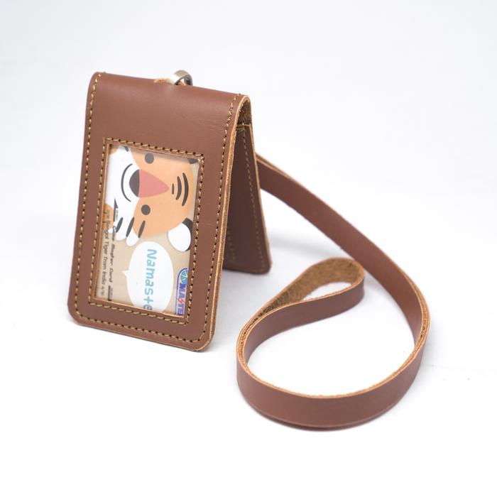 Gambar Coppo Lanyard Id Card Name Tag Front Kulit Sapi Asli dengan Magnet - Brown dari coppo leather Kab. Bandung Tokopedia