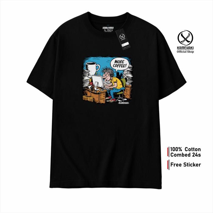 Gambar KAMEHAKI Kaos Distro KOPI & JOB T-Shirt Kata-Kata Pria Wanita Casual Retro Vintage Cotton Combed 24s Premium Keren - Hitam, S dari Kamehaki undefined Tokopedia
