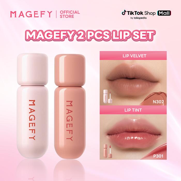 Gambar MAGEFY 2 Lip SET -  Lip Velvet & Glow Tint BPOM - Combo Lip Matte Velvet Halus & Lip Tint Glossy Tahan Lama, Ombre / Full Lips Bundling - Lip Velvet N302+ Glow Tint P301 dari magefy.beauty undefined Tokopedia
