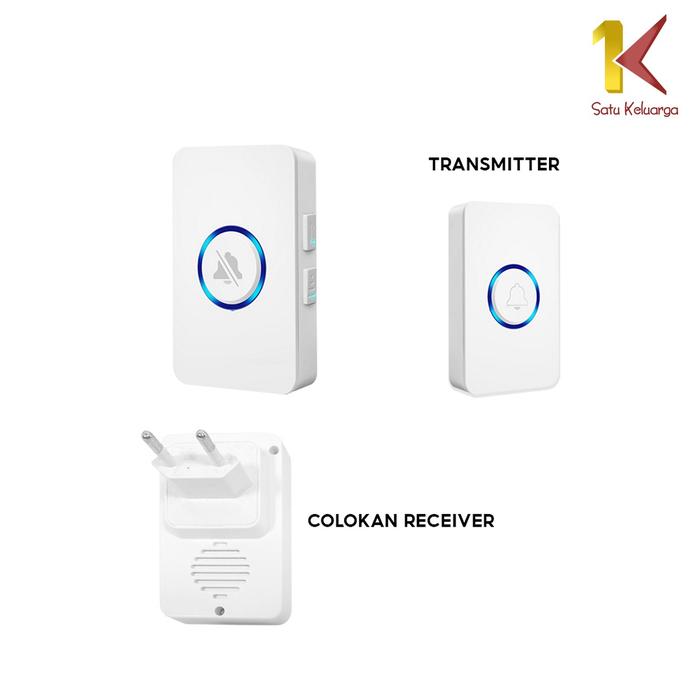 Gambar [COD] SK C847 Bel Rumah Wireless Tanpa Kabel Nirkabel Remote 1 Transmitter and Receiver - C847 PUTIH dari satukeluargaid undefined Tokopedia
