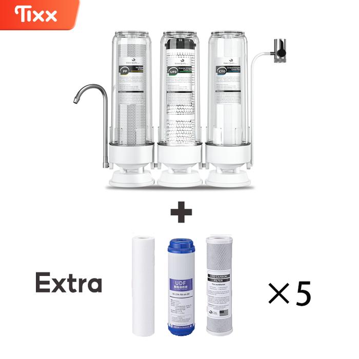 Gambar TIXX Filter Air Tiga Lapis Saringan Air/Water Purifier/Penyaring Air Kran/Air Filter Water Filters On Tap Water Purifiers Filtrasi tiga lapis - Water Filters+Extra filter * 5 dari Tixx official ID undefined Tokopedia