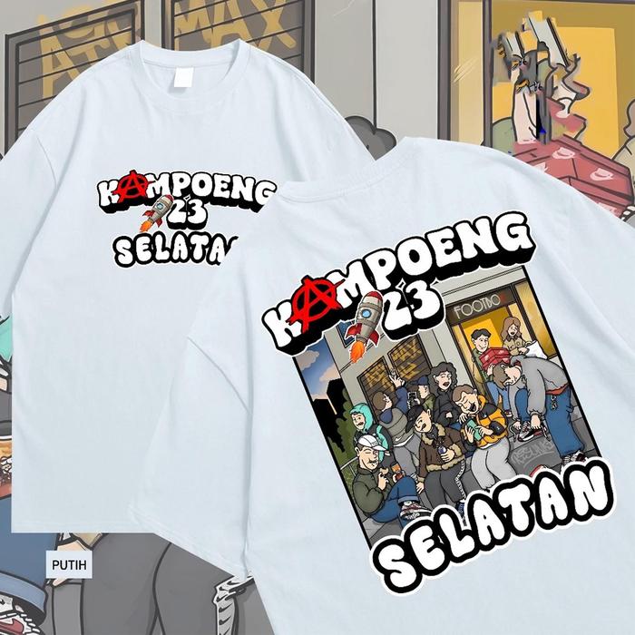 Gambar Kaos Kampoeng 23 Selatan - Baju Tongkrongan Viral - Nyaman dan adem Unisex - Putih, S dari Busana.in Aja undefined 5 Tokopedia