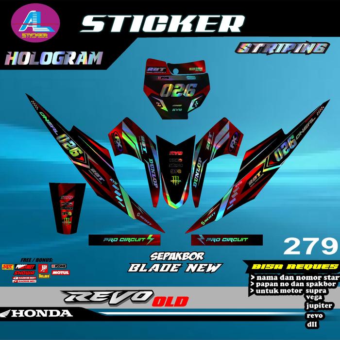 Gambar Sticker STRIPING HOLOGRAM RBT MOTOR  REVO OLD /LANCIP DECAL SEMI FULL BODY RBT BEBEK MODIF SUPERMOTO YZ CRF KLX RBT new terbaru MOTOR TRABAS AL vol 279 - MERAH dari ALHIDA sticker undefined Tokopedia