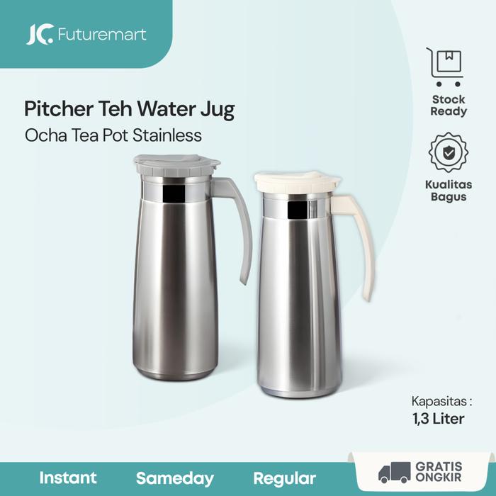 Gambar Insulated Pitcher teh water jug korea teko ocha tea pot stainless 304 - Putih, 1.3L dari JcFuturemart undefined Tokopedia