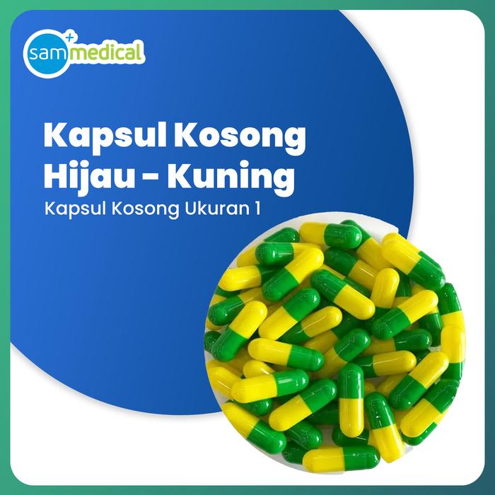 Gambar Kapsul Kosong / Cangkang Kapsul Kosong / Kapsul Kosong Bahan Gelatin Sapi Halal - isi 1000 pcs - HijauKuning no1 dari SAM MEDICAL undefined Tokopedia