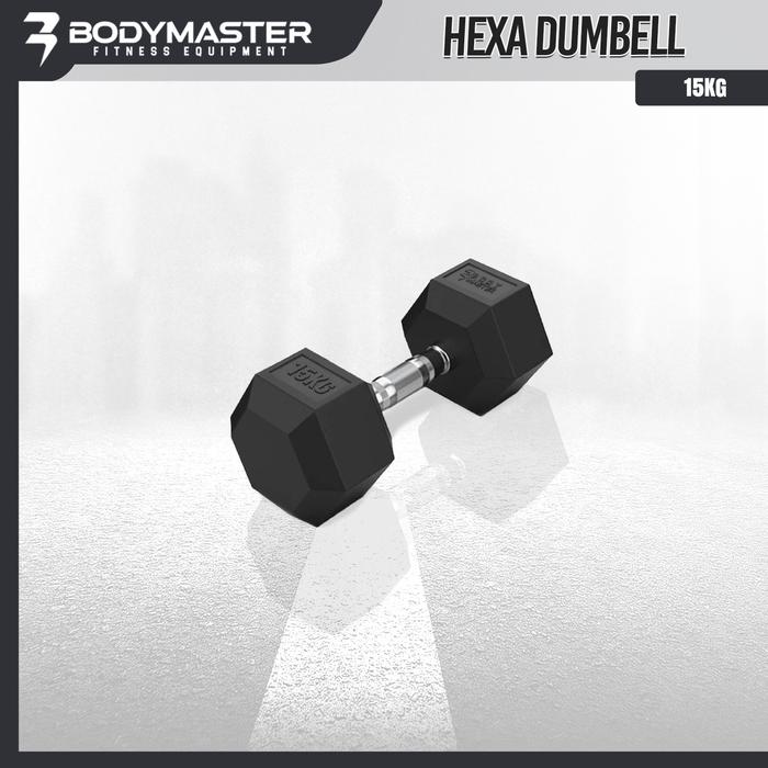 Gambar BODYMASTER Dumbell Fix Hex Rubber BM-A075 | Set 2,5KG 5KG 7,5KG 10KG 12,5KG 15KG 17,5KG | Barbel Hexa Karet - HEX 15 dari Ototpro Surabaya Kota Surabaya Tokopedia