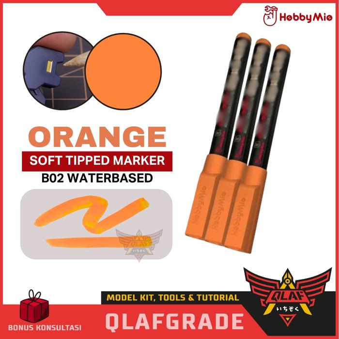 Gambar Soft tipped marker B02 ORANGE - Hobby mio Water Based color spidol warna panel line gundam model kit dari Wahkhilaf undefined Tokopedia