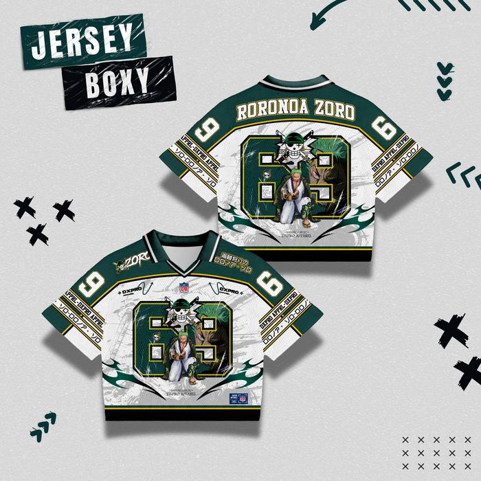 Gambar JERSEY BOXY OP RORONOA ZORO GREEN 69 NUMBER UNISEX FULLPRINITNG FS - ZORO GREEN 69, S dari Dxpro Apparel undefined Tokopedia