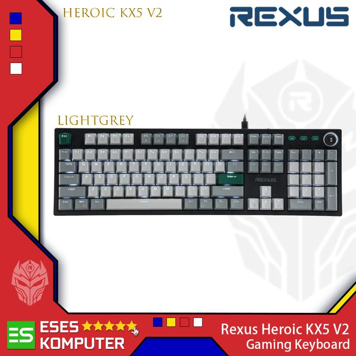 Gambar Keyboard Rexus Heroic KX5 KX-5 V2 Full Size | Mechanical Gaming Keyboard - LightGrey, Red Switch dari ESES Komputer Tasikmalaya undefined Tokopedia