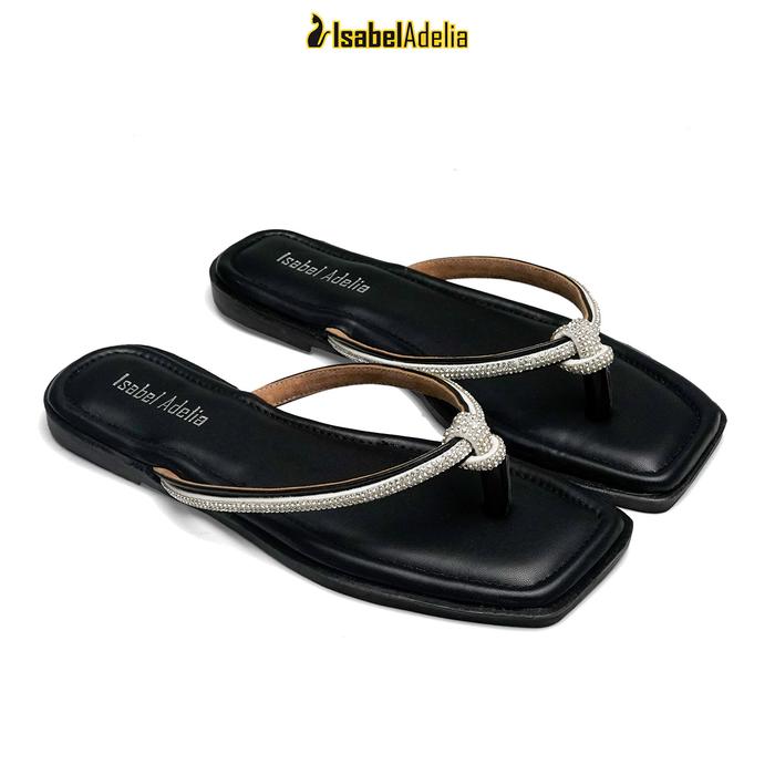 Gambar Isabel Adelia SATURNUS Sandal Wanita Harian Elegan Teplek Kekinian Empuk Mewah Sendal Flat - HITAM, 37 dari Isabel Adelia undefined Tokopedia
