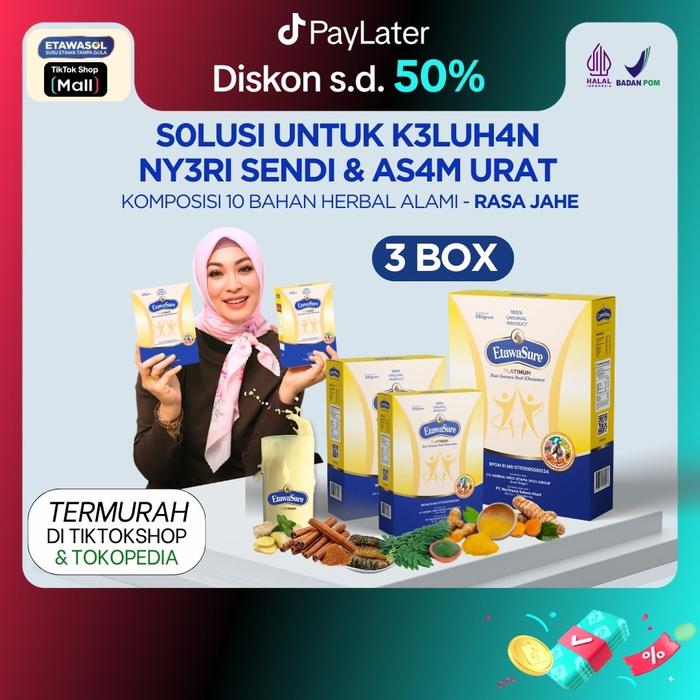 Gambar {Etawasure Platinum Original 3 Box] [Susu Etawasure 250gram/box] [Susu Etawa Herbal Untuk Nyeri Sendi, Rematik, Osteoporosis, Syaraf Kejepit dan Asam Urat] dari Etawasol Official undefined Tokopedia