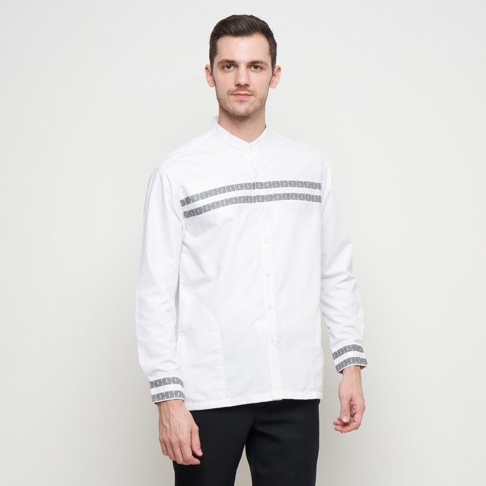 Gambar Baju Muslim Pria Kemeja Koko Kerah Shanghai Lengan Panjang Warna Putih OLRM132 - XXL dari Dancus undefined Tokopedia