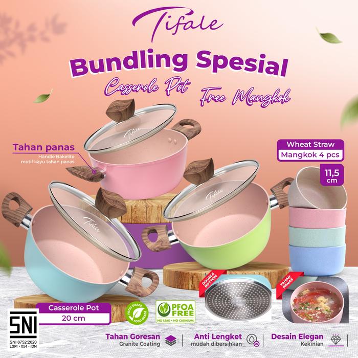 Gambar Tifale Alice Casserole Pan - 20cm, Marble Coating, Non-Stick, PFOA Free  Panci Susu dengan Lapisan Anti Lengket Berkualitas Tinggi - CASSEROLE 20CM - GREEN dari tifale.id undefined Tokopedia