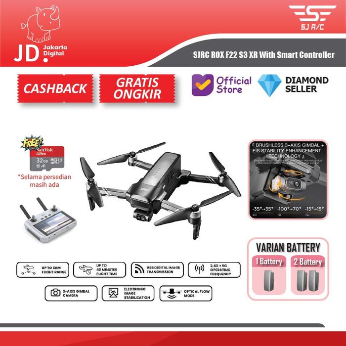 Gambar SJRC ROX F22 S3 XR GPS 3-Axis Gimbal 4K 6KM 40 Min RC Quadcopter with Smart Controller - F22 S3 XR, 1 BATTERY dari Jakarta Digital 8 undefined Tokopedia