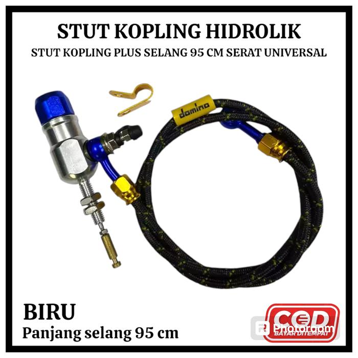 Gambar STUT KOPLING HIDROLIK UNIVERSAL PLUS SELANG PANJANG 95CM PNP NINJA VIXION CBR SATRIA FU SONIC RX KING TIGER MEGAPRO DLL PM5 - STUT KOPLING BIRU dari PM5 STORE undefined 4 Tokopedia