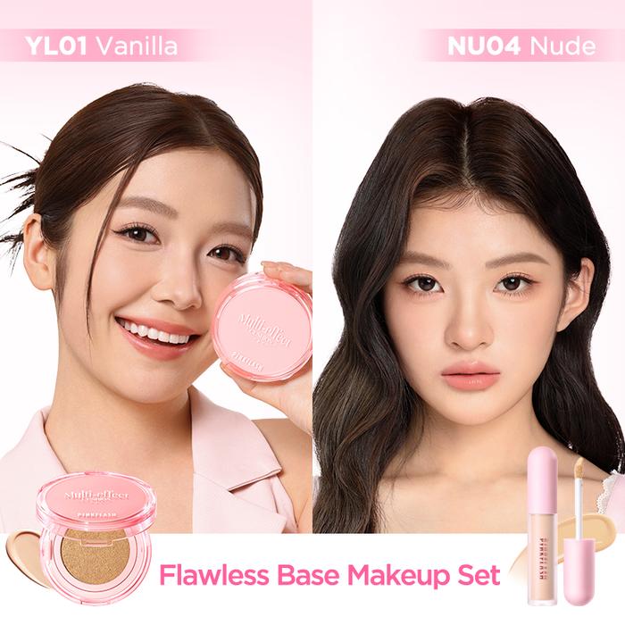 Gambar [Live Exclusive]PINKFLASH Skin-Like Multi-Effect Cushion Lasting 12H Blendable Buildable Coverage Skin-loving Ingredients & Skinfit Brightening Concealer Lightweight - Cushion YL01+Concealer NU04 dari PINKFLASH STORE undefined Tokopedia