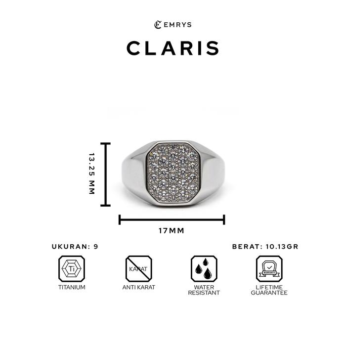 Gambar Emrys Premium Ring CLARIS Real Titanium Anti Karat Cincin  Pria Wanita - Silver, 6 dari Emrysid undefined Tokopedia