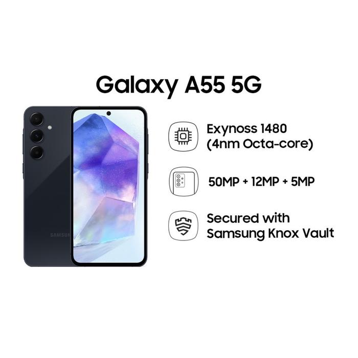 Gambar Samsung Galaxy A55 5G 8/256GB | 12/256GB 6.6 Inch Garansi Resmi - Navy, 8/256GB dari Andalas Cellular_NEW undefined Tokopedia