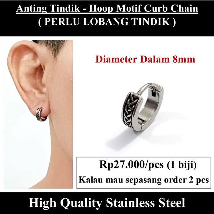 Gambar Anting Tindik Cowok Pria - Hoop Motif Curb Chain dari AntingPriaMedan undefined Tokopedia