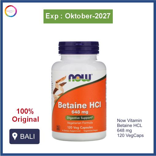 Gambar Now Vitamin Betaine HCL 648 mg - 120 Veg Capsules dari SuperfoodandcoBali undefined Tokopedia