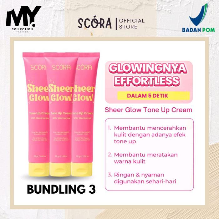 Gambar [READY LANGSUNG KIRIM] ( Isi 3 ) SCORA Glow Tone Up Cream | ToneUp Cream Wajah Scora Bundling 3 Pcs dari MY.Collection beauty undefined Tokopedia