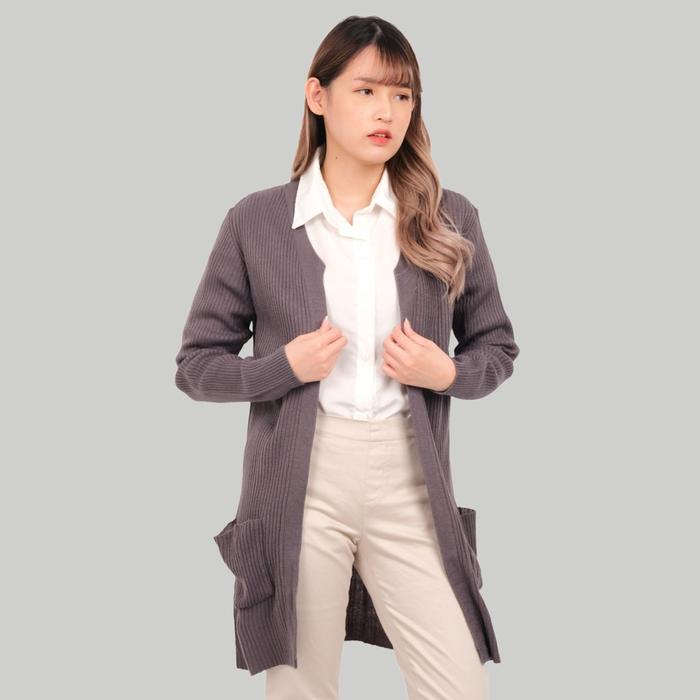 Gambar Monellina CRBELLE Cardigan Rajut Panjang Oversize Wanita - ABU T, XL dari Monellina Fashion undefined Tokopedia