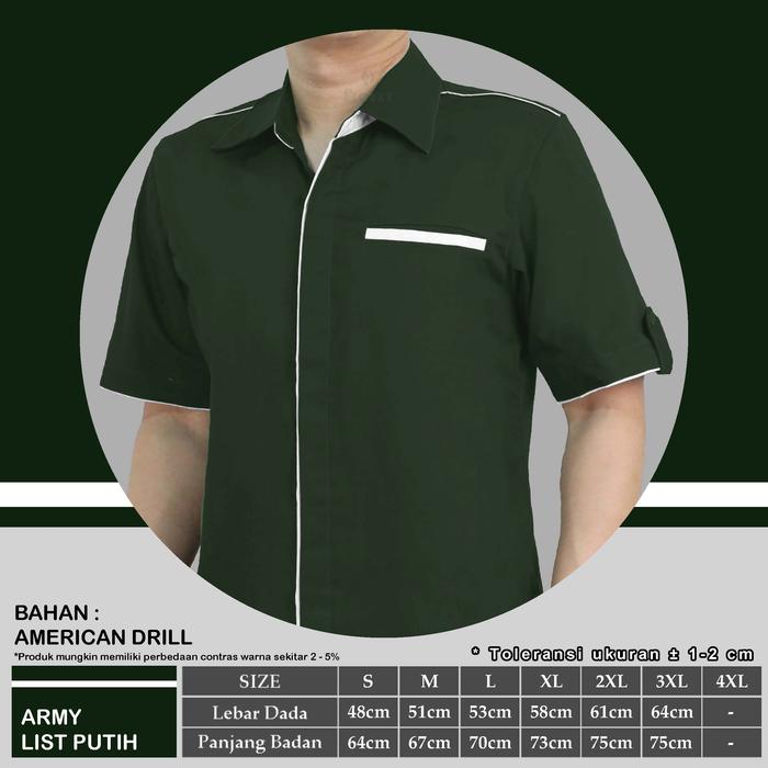 Gambar kemeja seragam hijau/seragam kantor kombinasi/unisex - Army, S dari FLOUXY STORE undefined Tokopedia