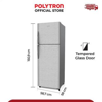 Gambar Kulkas POLYTRON 2 Pintu Belleza  PRM 23DMY 220 Liter Bergaransi Resmi - PRM-23DMS (SILVER), dus bawaan pabrik dari topjaya elektronik undefined Tokopedia