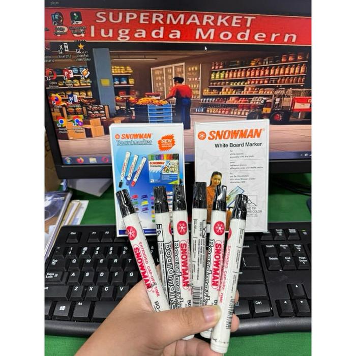 Gambar { GROSIR } Spidol SNOWMAN Whiteboard BG 12 / White Board / Papan Tulis Putih / Spidol Non Permanent Spidol White Board Marker Bisa di Hapus - HITAM - 6 Pcs dari Palugada Modern undefined Tokopedia