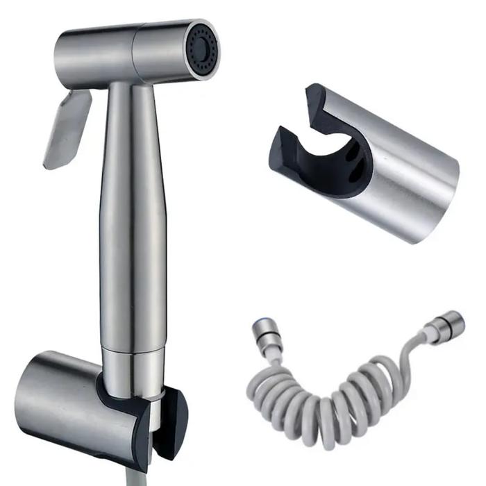 Gambar paket jet shower toilet kepala cebok stainless set selang pvc spiral abu muda JS27+ kran air cabang mini chrome murah - JS27 telp dari Morality olshop undefined Tokopedia