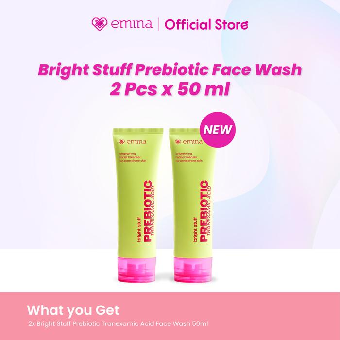 Gambar [Twin Pack] NEW! Emina Prebiotic Tranexamic Acid Brightening Face Wash for Acne Prone Skin 50ml - Sabun Muka kulit berjerawat dan sensitif, Perbaiki Skin Barrier, Mengontrol Minyak, Lembab Tanpa Ketarik, Cocok untuk semua jenis kulit - Twinpack, All skin type dari eminacosmetics undefined Tokopedia