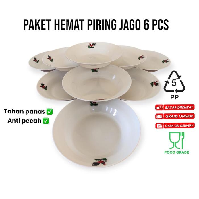 Gambar 6 PCS PIRING JAGO HEMAT!!! TAHAN PANAS ANTI PECAH Plastik Kitchenware - Putih dari SHIREEN SHOP2 undefined Tokopedia